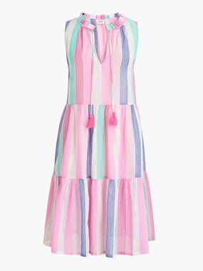 NWT J. Crew Ruffle Shimmer Beach Dress Coverup in Regal Rose Gold Multi, L